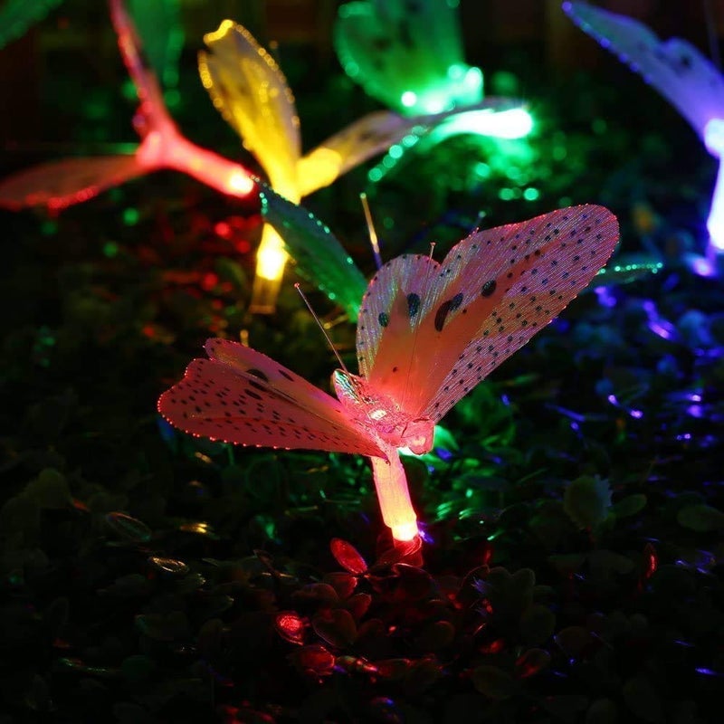 Berocia أضواء شمسية على شكل فراشة من بيروشيا، مقاومة للماء 12 LED أضواء خرافية شمسية للحديقة والفناء وزينة عيد الميلاد والحفلات والتخييم - Image 3